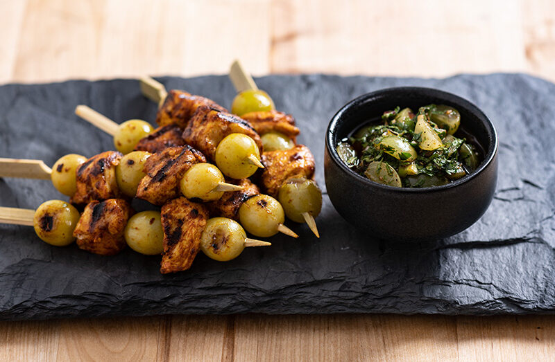 Chimichurri Chicken and Green Grape Skewers