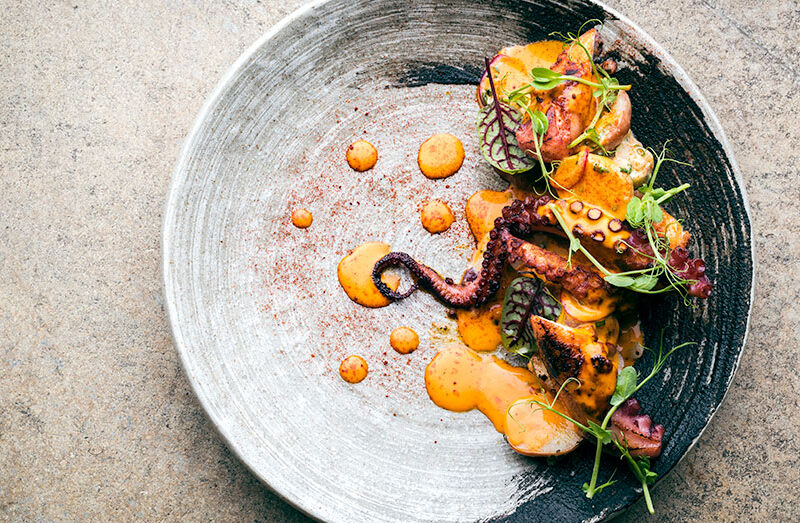 GRILLED OCTOPUS WITH GINGER MISO BUTTER AND LEMONGRASS SAUCE BY CHEF JOSE MENDIN