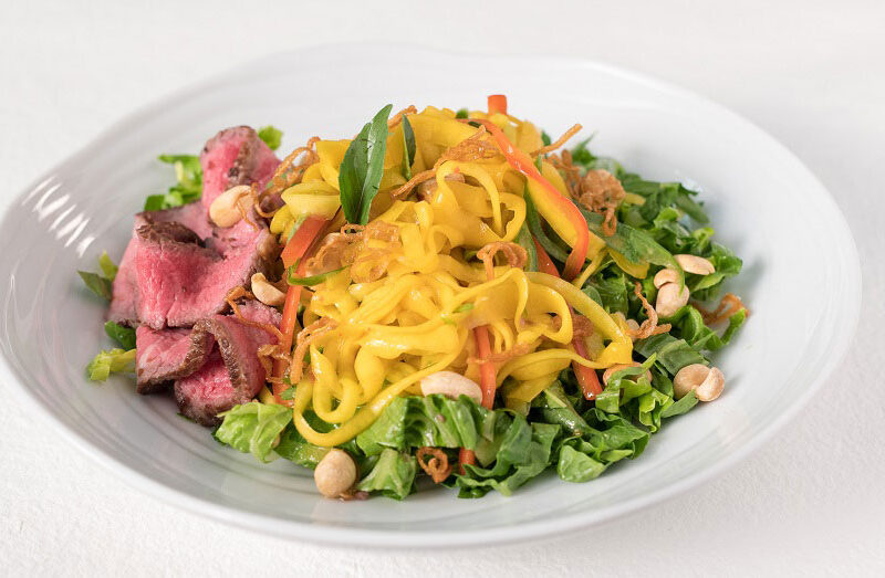 Vietnamese Green Mango Noodle Bowl with Beef