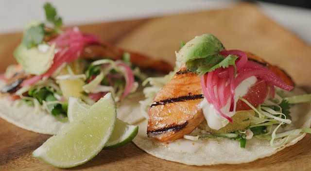 Salmon Tacos with Citrus Cabbage Slaw