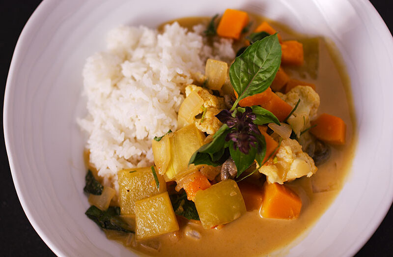 Watermelon Rind Massaman Curry with Winter Vegetables