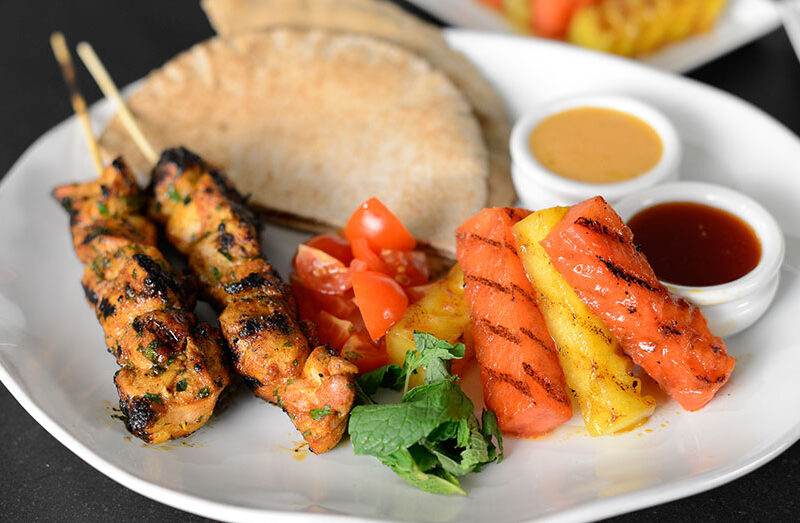 Chicken Kebabs Glazed with Watermelon Molasses