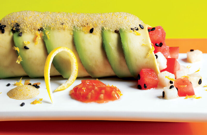 Avocado Canelones with Tomato Caviar and Soy Air by Chef Jose Andres